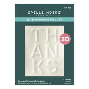 Spellbinders 3D Embossing Folder -Beveled Thanks A2 Cardfront 5A002FDS-1GGS9 - Afbeelding 1 van 4