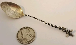 MISSION SANTA CRUZ Sterling Silver Souvenir Spoon Twist Handle Cross Handmade - Picture 1 of 7