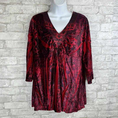Top One World Velvet Komino Talla XL XLP Negro Rojo Encaje Espalda Vamp Goth Whimsigoth Foto 1 de 4