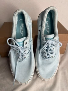 Scarpe da barca Sperry Uomo Halyard CVO in lino STS24057 Chambray Azzurro 10 M - Foto 1 di 5