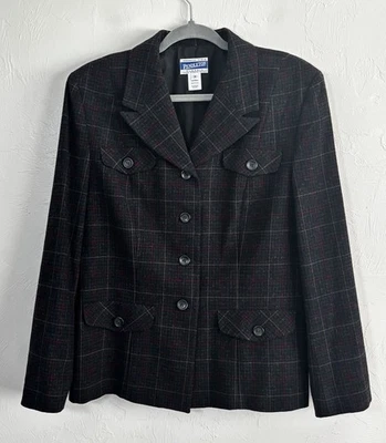 Chaqueta Blazer Pendleton Vintage Tartán Marca Lana Pura Nueva 4 Botones Talla 14 Foto 1 de 4