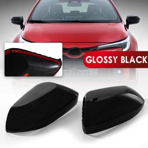 For Toyota Corolla 2019-2022 Bright Black Side Wing Mirrors Rearview Cover Caps - Picture 1 of 12