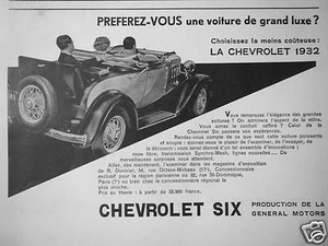 WERBUNG CHEVROLET SIX EIN GRAND LUXUS AUTO WÄHLEN SIE DAS GÜNSTIGSTE - Bild 1 von 1