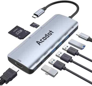 NEW 9 in 1 Acodot USB-C Hub 4K HDMI / 5 USB / SD / TF Card Reader Multifunction - Picture 1 of 15