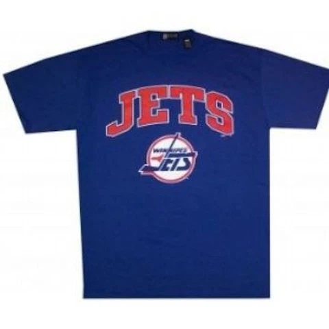 Winnipeg Jets Vintage Throwback Arch Logo Blue Shirt by Gear   Clearance! Cover