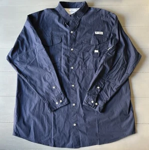 Notre Dame Columbia PFG Shirt Mens XL Blue Long Sleeve Vented Fishing - Picture 1 of 8