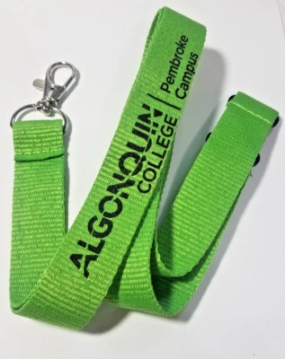 Vintage Algonquin College Pembroke Campus Green Color Lanyard Breakaway Clip Foto 1 de 4