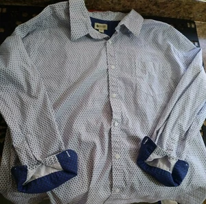 Camisa Haggar Para Hombre XXL Azul Punteada Manga Larga Algodón Abotonado - Imagen 1 de 5