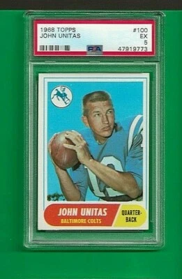 1968 FB Topps Johnny Unitas Baltimore Colts  #100   💥💥🎆 PSA Graded 5 - Image 1 of 2
