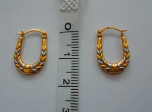 9ct Yellow & White Gold Hoop Earrings - Picture 1 of 3
