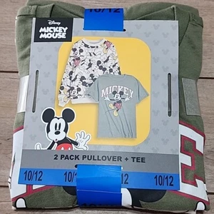 New Mickey Mouse Boy's 2-Pack Tee and Crew Sweatshirt Set Size 10/12 Disney - Picture 1 of 4