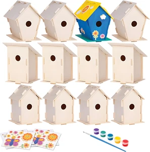12 Wooden Birdhouses Kit, DIY Birdhouses for Kids and Adults, Painting Kit Party - Picture 1 of 7