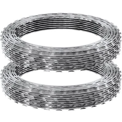 Razor Wires, 98 ft Razor Barbed Wire, 2 Rolls Razor Wire Fencing Razor Fence - Image 1 of 4