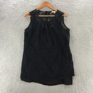 Blusa Cabi Top Para Mujer M Negro Con cordones Floral Plisado Cuello Redondo Sin Mangas Informal - Imagen 1 de 11