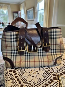 Authentic Burberry Nova Check Leather Buckle Tote - Picture 1 of 11