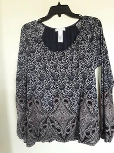 Tunica top LIZ WEAR in nylon foderato blu navy manica lunga taglia M L - Foto 1 di 3