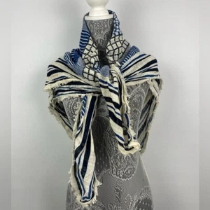 Cooperative Blue Cream Abstract Square Woven Scarf - Picture 1 of 8