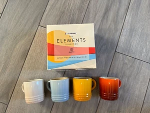 JUEGO DE 4 TAZAS DE ESPRESSO LE CREUSET THE ELEMENTS COLLECTION, NUEVAS EN CAJA, 100 ML - Imagen 1 de 3