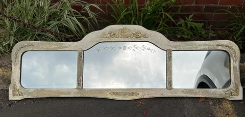 ANTIQUE, Vintage Etched Glass Vanity Top Mirror, Circa 1920 Cover