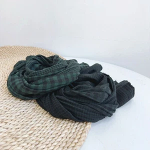 Bufanda a cuadros 100 % algodón para hombre estilo preppy chal informal transpirable bufandas suaves - Imagen 1 de 12