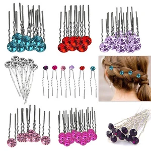 Wedding Hair Pins Bridesmaid Crystal Diamante Grips Jewellery Bridal Clips  - Picture 1 of 39