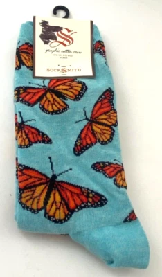 Calcetines Smith Crew Monarca Mariposa Azul Turquesa Talla 9 - 11 - NUEVO Foto 1 de 3