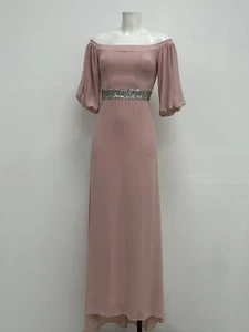 Ex TFNC Petite Bardot Chiffon Maxi Dress with Embellished Waist Size 6 RRP £75 - Picture 1 of 8