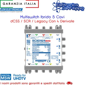Multiswitch Ibrido Passante 5 Ingressi e 5 Uscite dCSS/SCR Idoneo SKY - Foto 1 di 2
