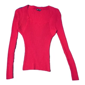 Carolyn Taylor Sweater Womens Top Pull Over Small Red Scoop Rib Long Sleeves - Bild 1 von 2