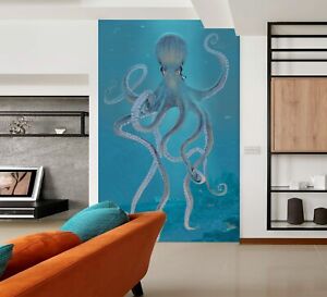 3D Blue Giant Octopus B940 Wallpaper Wall Mural Self-adhesive Vincent Amy