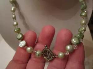 GENUINE PEARL NECKLACE WITH STERLING SILVER TOGGLE CLASP- 28" LONG - BBA-6 - Picture 1 of 3