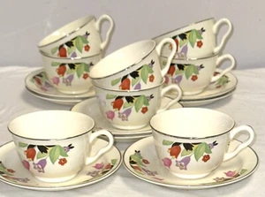 8 Hall CROCUS 2 1/4" CUPS & SAUCERS - Picture 1 of 2