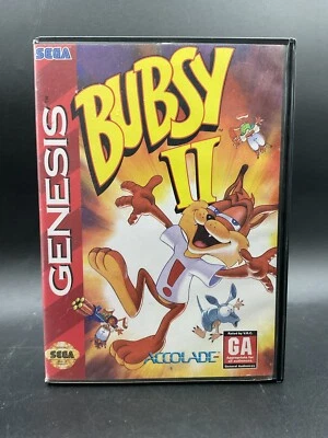 Bubsy II 2 (Sega Genesis, 1994) Complete In Box, Manual, Cartridge CIB - TESTED - Image 1 of 4