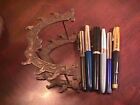 Lot Of Fountain Pens for Restoration, Parts or Repair PLUS HOLDER