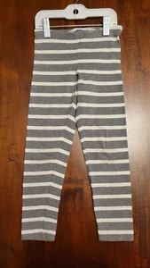 Girls Old Navy Pants Leggings Gray White Striped Size 6 - Picture 1 of 3