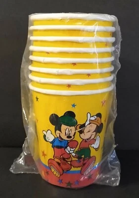 Vintage Roller Mickey Mouse Birthday Party Cups, 8 Ct, Minnie Goofy Donald Duck  - Image 1 of 4
