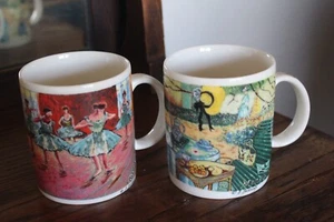 Set of 2 1988 Chaleur Master Impressionists Coffee Cups by J Burrows 12 oz - Picture 1 of 9