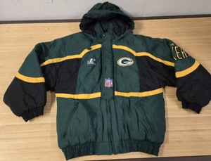 Chaqueta acolchada con capucha mediana con logotipo vintage Athletic Pro Line Green Bay Packers - Imagen 1 de 12