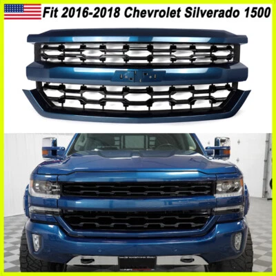 For 2016 2017 2018 Chevrolet Silverado 1500 Deep Ocean Blue Front Bumper Grille Foto 1 de 4