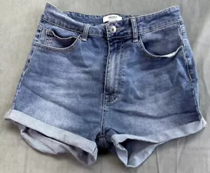 Forever 21 Womens 30 Jean Shorts 27 x 2.5 Blue Denim Medium Wash Mid Rise Cuffed - Picture 1 of 11
