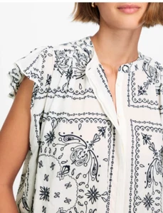MADEWELL Embroidered Poplin Shirred Button-Up Shirt Size XS NWT MSRP $148 - Picture 1 of 10