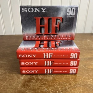 4 Pack SONY HIGH FIDELITY HF BLANK CASSETTE TAPES 90 MINUTES~NEW SEALED - Picture 1 of 4