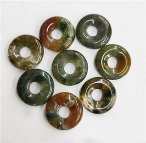 8 piezas Colgante Cuentas de Donas de Ágata Verde Natural de Musgo de 18 mm Hágalo usted mismo Fabricación de Joyería HH242 - Imagen 1 de 1