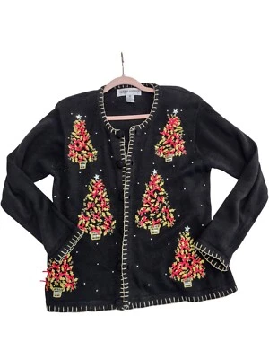 Vintage Women's Beaded Embroidered Chunky Christmas Sweater M Victoria Harbour - Image 1 of 4