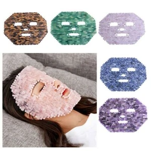 Máscara facial de cuarzo rosa de cristal natural piedra curativa máscara facial de jade frío hecha a mano - Imagen 1 de 12