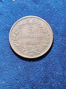 1861 Italy 5 Centesimi Coin (KM.#3) - Picture 1 of 2