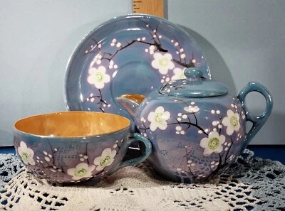 Tetera, taza y platillo vintage pintado a mano Nippon Foto 1 de 4