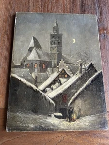 Top Ölgemälde Ca 1930 Silvester in Überlingen - Bild 1 von 12