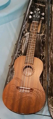 LUNA Concert Ukulele Satin - Natural Tattoo Killer coffin Case  - Image 1 of 4