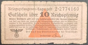 WK2 DEUTSCHLAND 10 REICHSPFENNIG BANKNOTE, KRIEGSGEFANGENENLAGERGELD - Bild 1 von 2